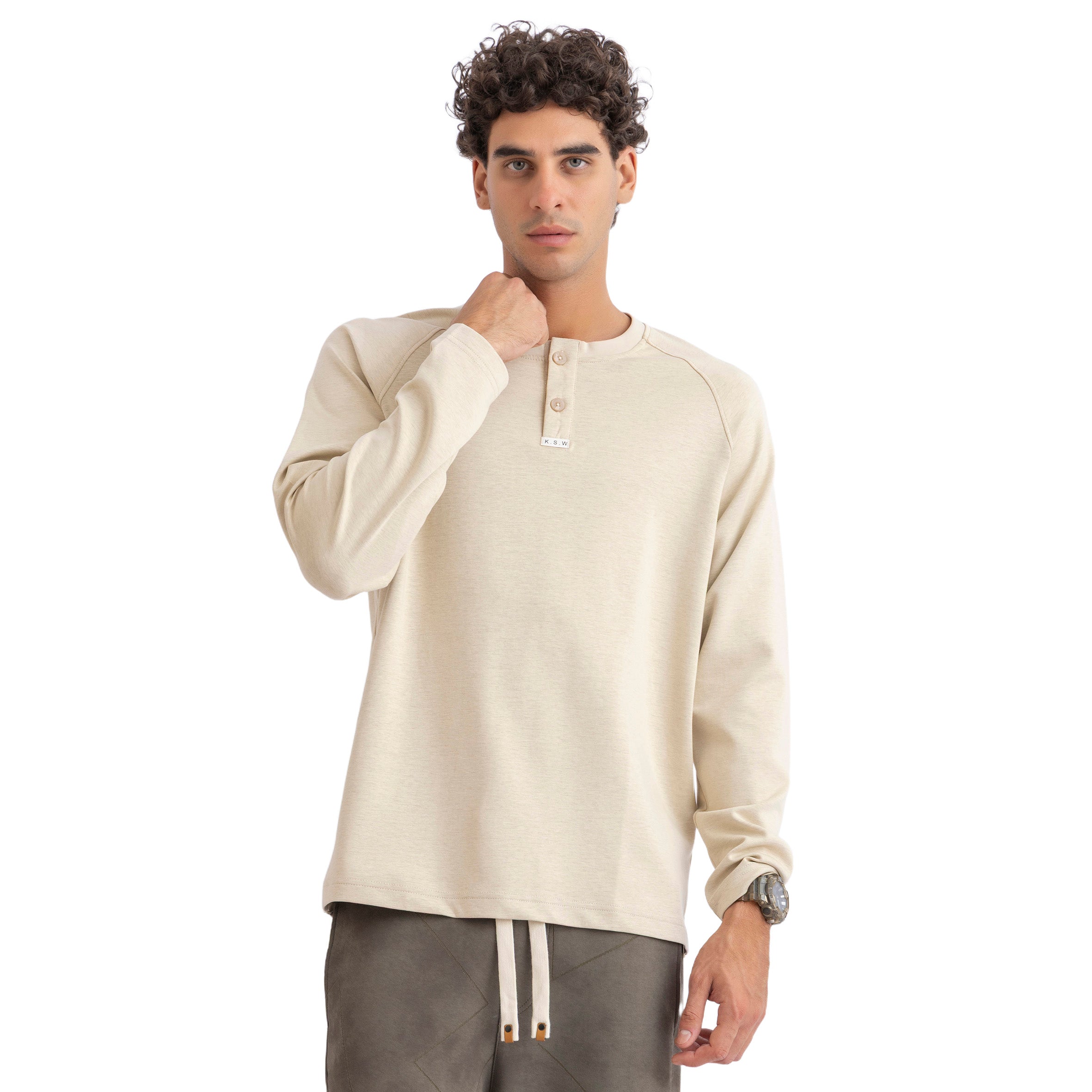 FLAT BASIC HENLEY SHIRT (6001)