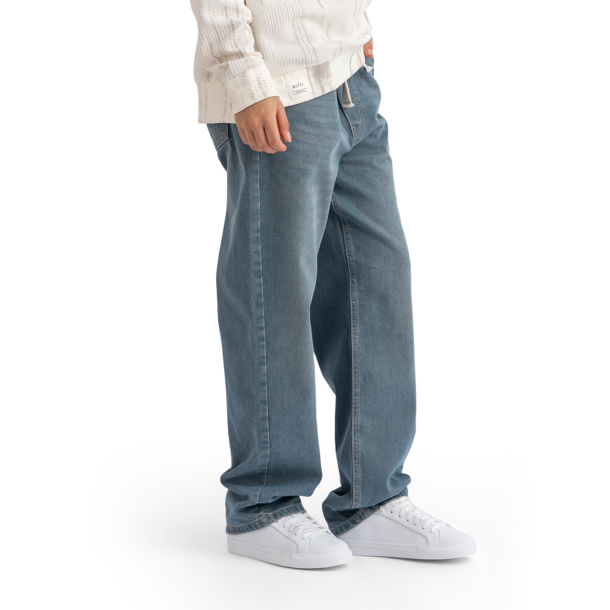 TEAL BLUE RELAXED JEANS  (502) 1