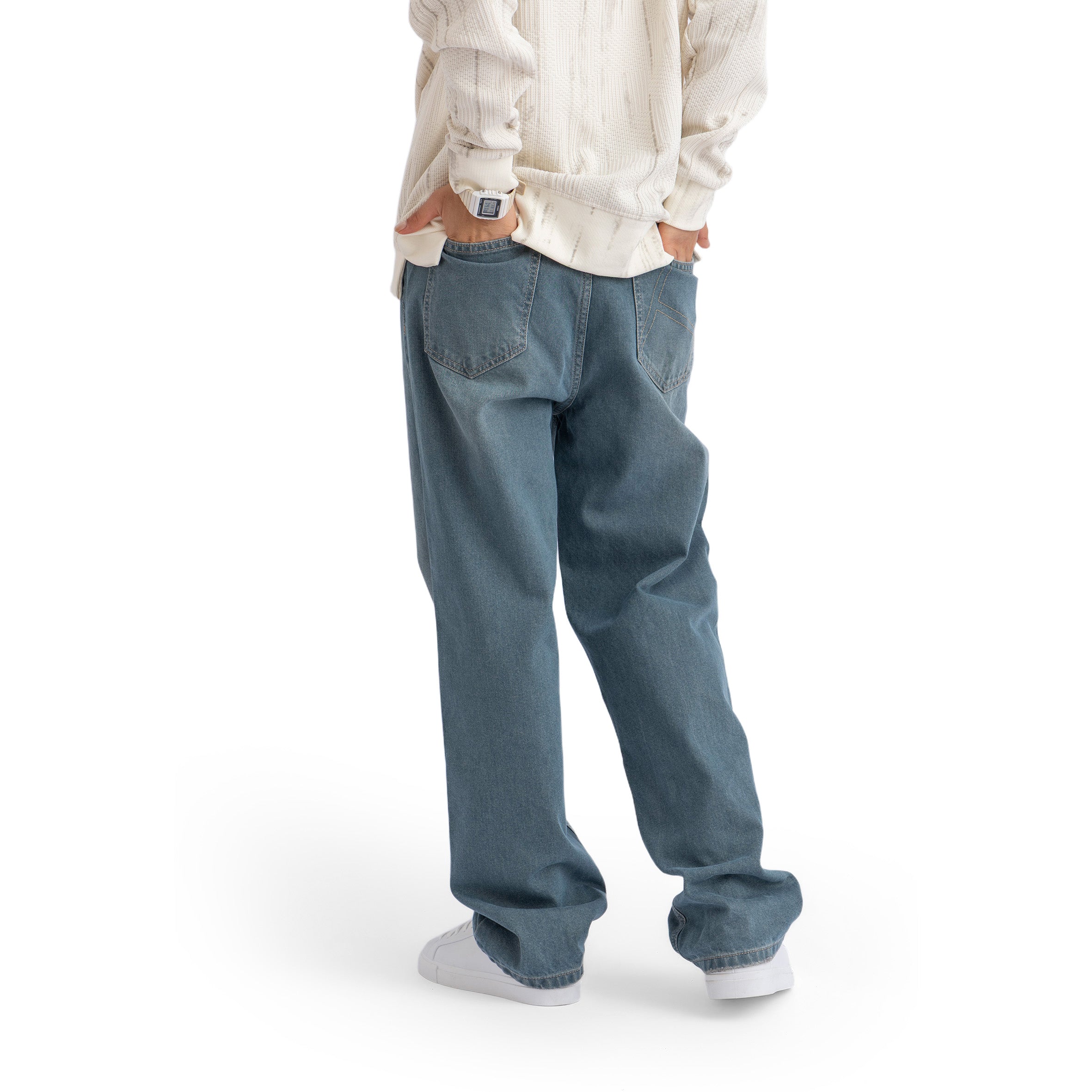 TEAL BLUE RELAXED JEANS  (502) 1