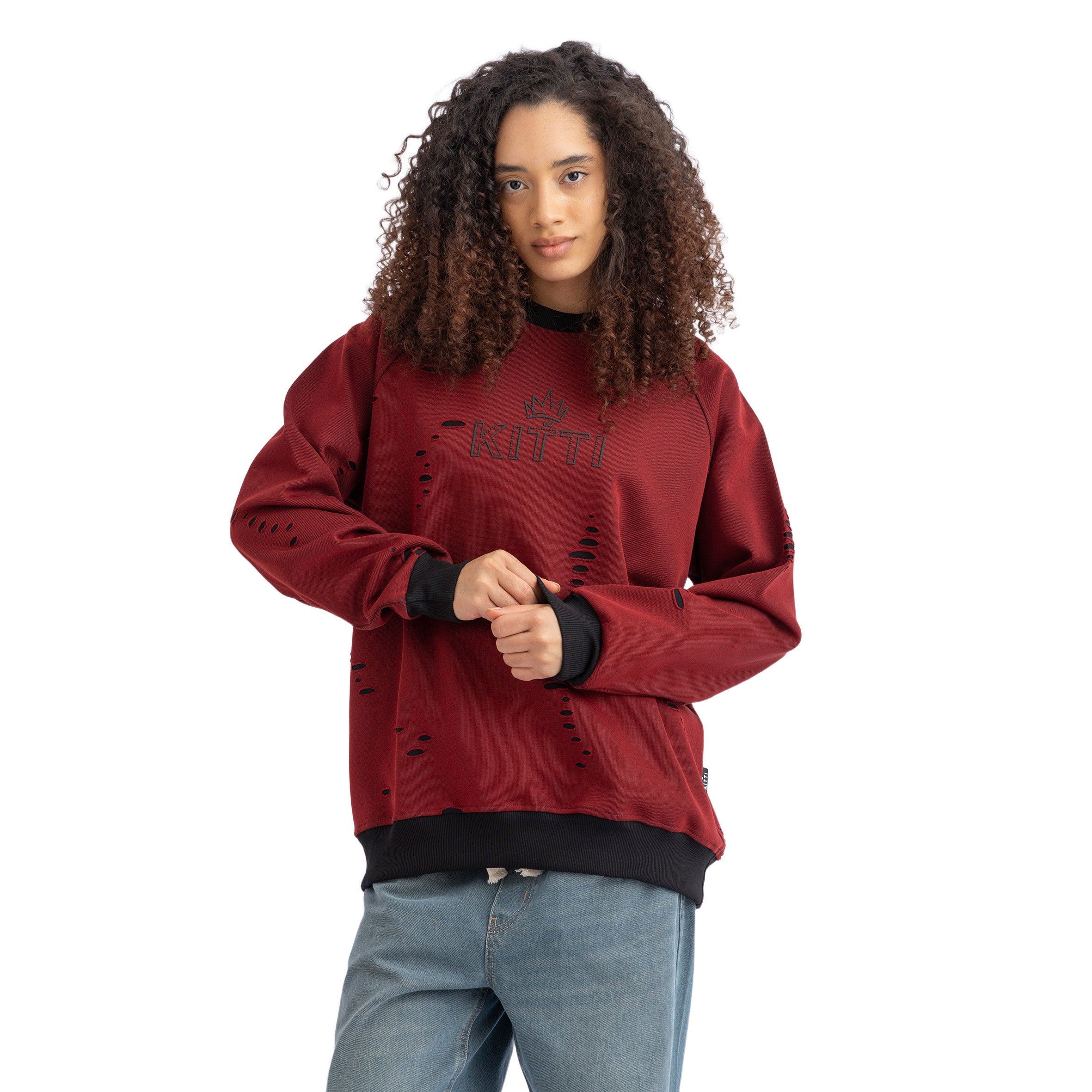 DISTRESSED KITTI SWEATSHIRT (6003)